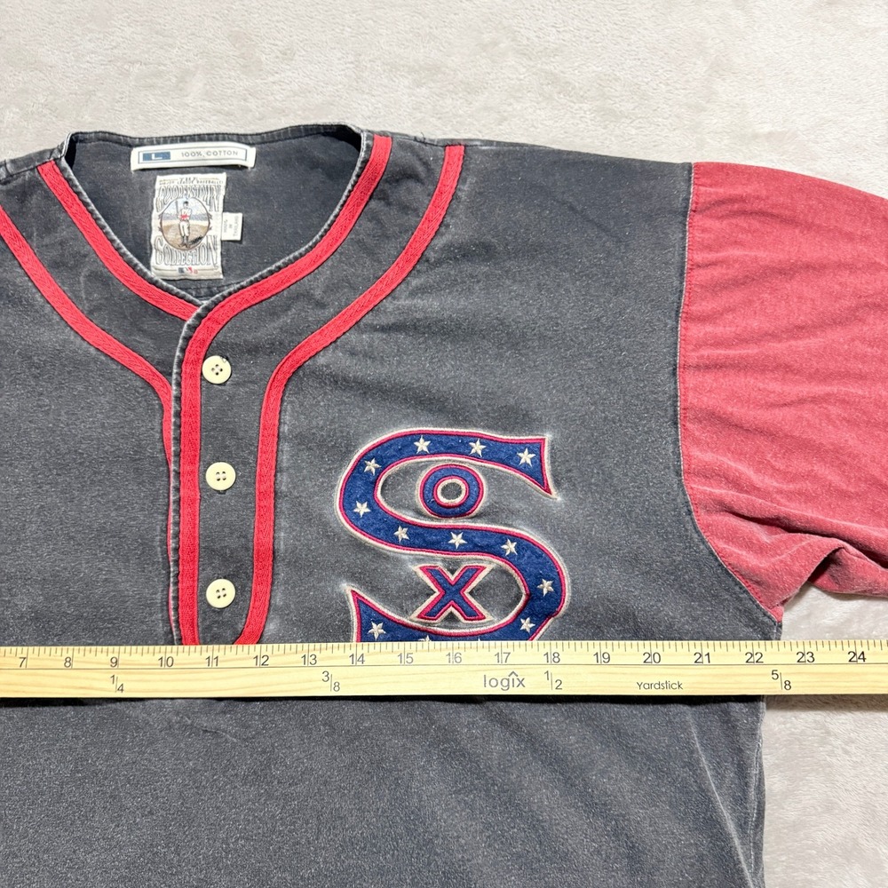 VTG Cooperstown Collection Chicago White Sox Henley Jersey Shirt Mens L MLB 90s - Picture 7 of 10